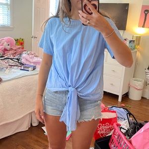 joa tie waist top in blue